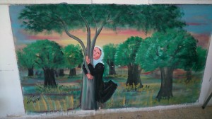 A large painting in the girls school … showing how loved and valued trees are, particularly the olive, in Palestinian life and culture. And the land.